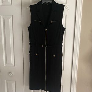 bebe Black Sleeveless Dress with Gold Accents